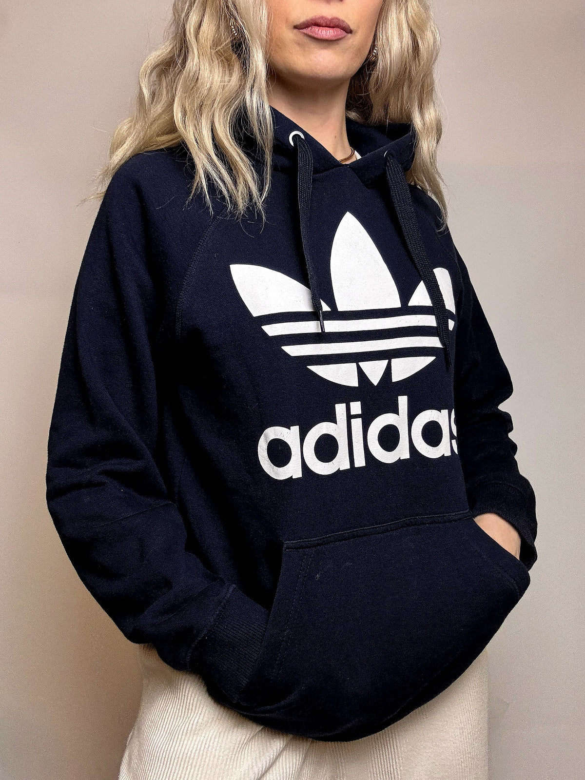 ADIDAS XL Vintage Zweifarbiger Hoodie