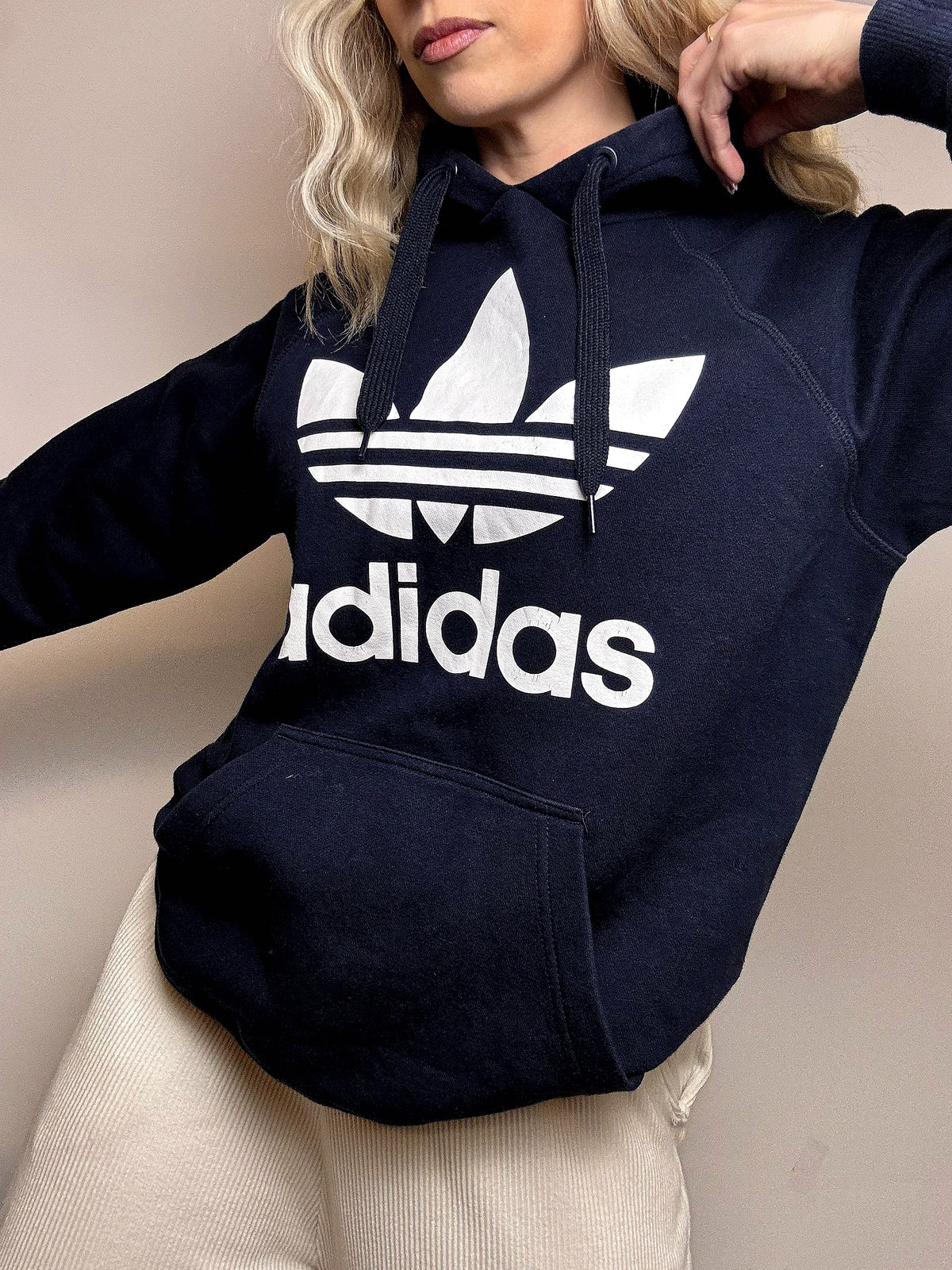 ADIDAS XL Vintage Zweifarbiger Hoodie