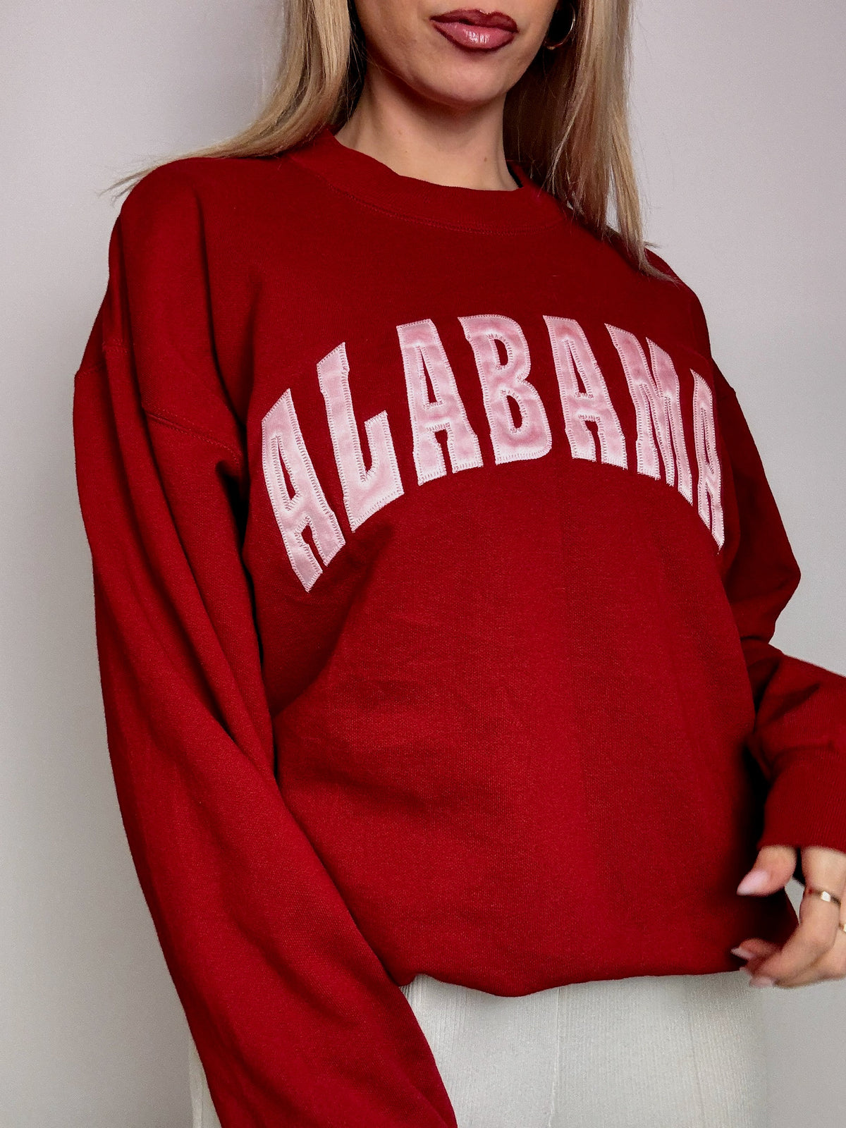 ALABAMA L Vintage rotes Rundhals-Sweatshirt