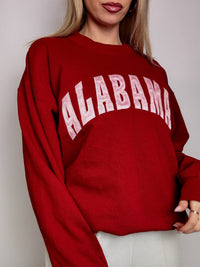 ALABAMA L Vintage rotes Rundhals-Sweatshirt