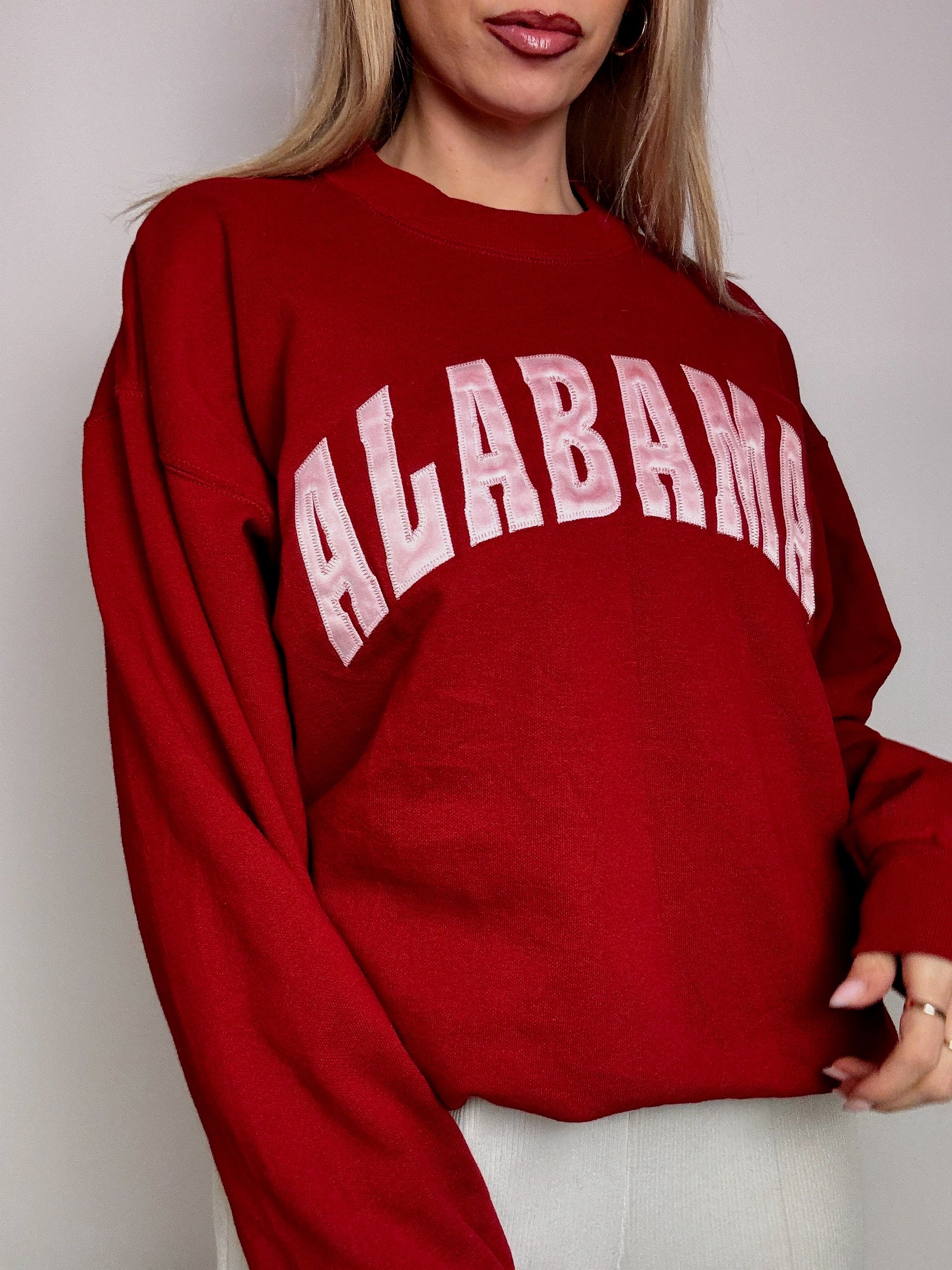 ALABAMA L Vintage rotes Rundhals-Sweatshirt