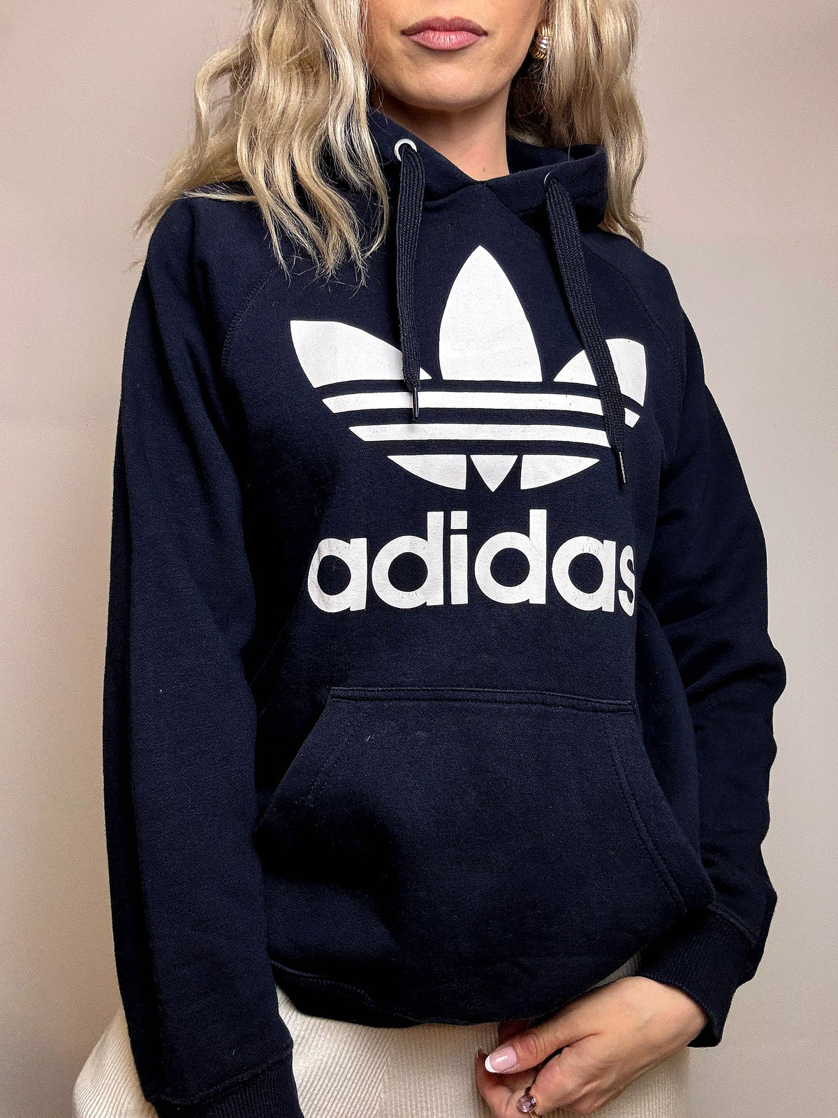 ADIDAS XL Vintage Zweifarbiger Hoodie