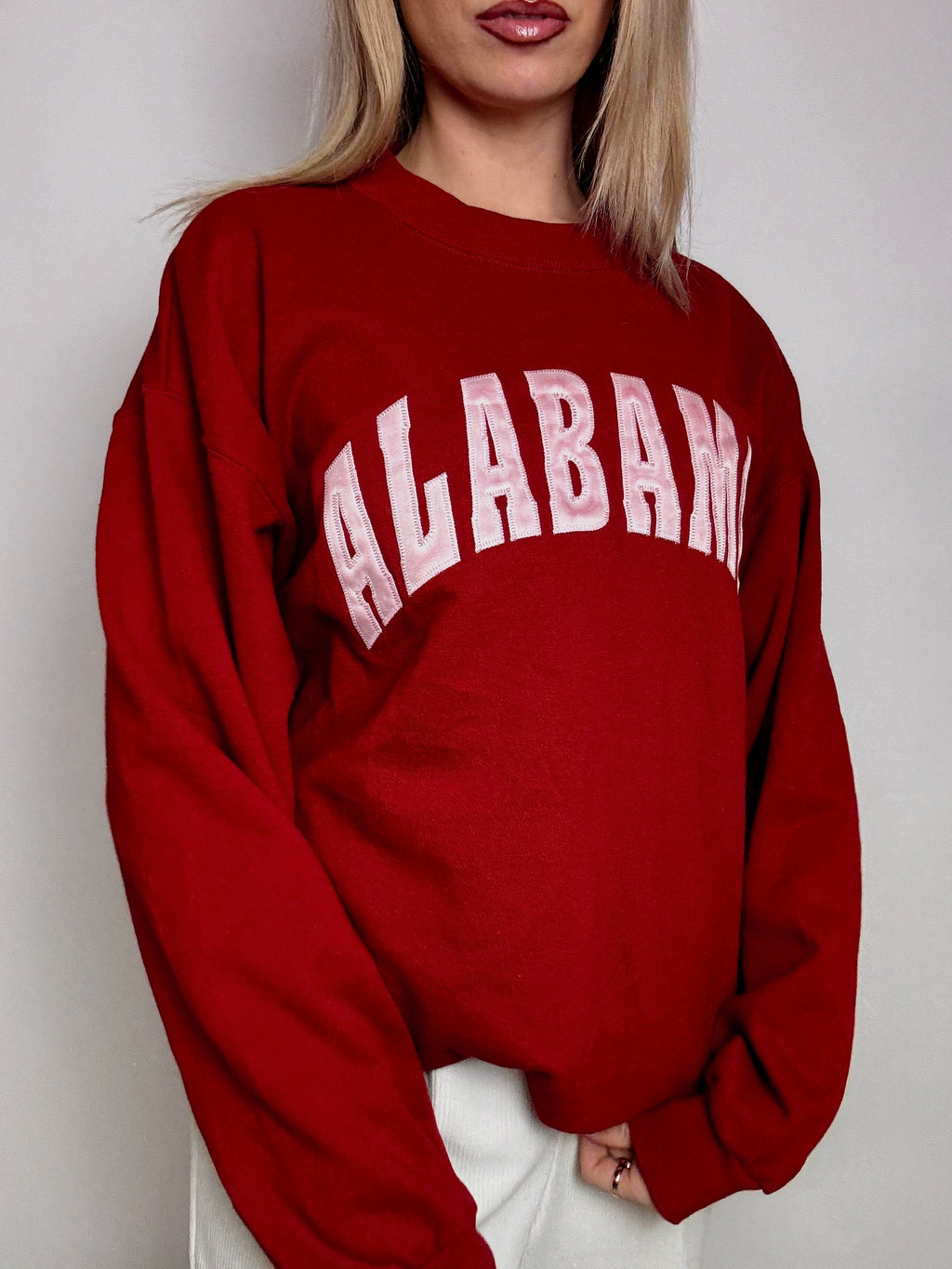 ALABAMA L Vintage rotes Rundhals-Sweatshirt