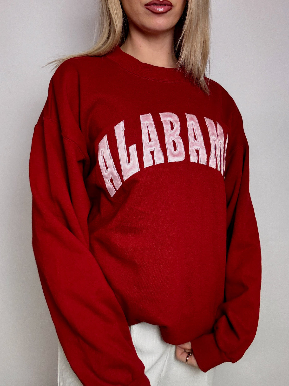 ALABAMA L Vintage rotes Rundhals-Sweatshirt