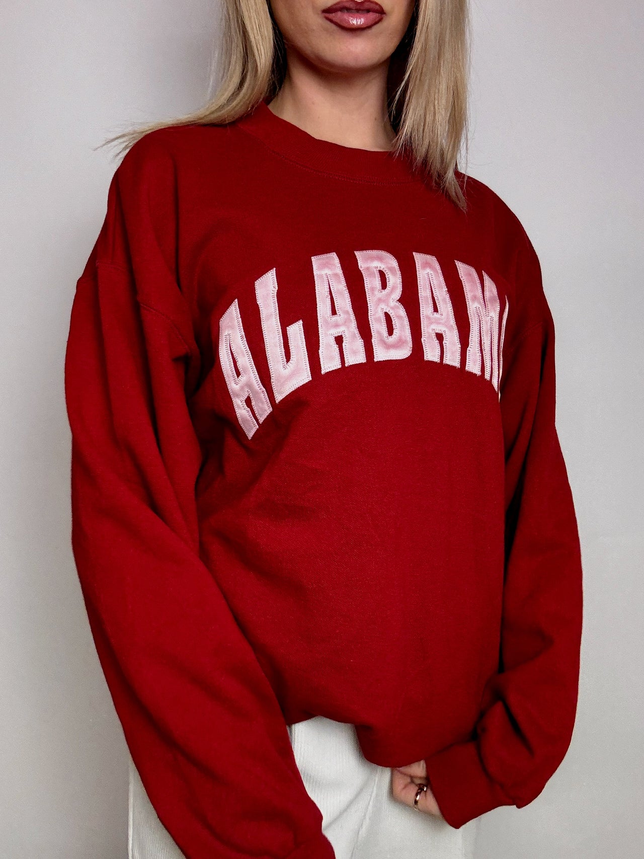 Sweat col rond rouge ALABAMA L vintage