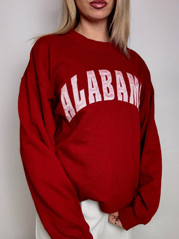 Sweat col rond rouge ALABAMA L vintage