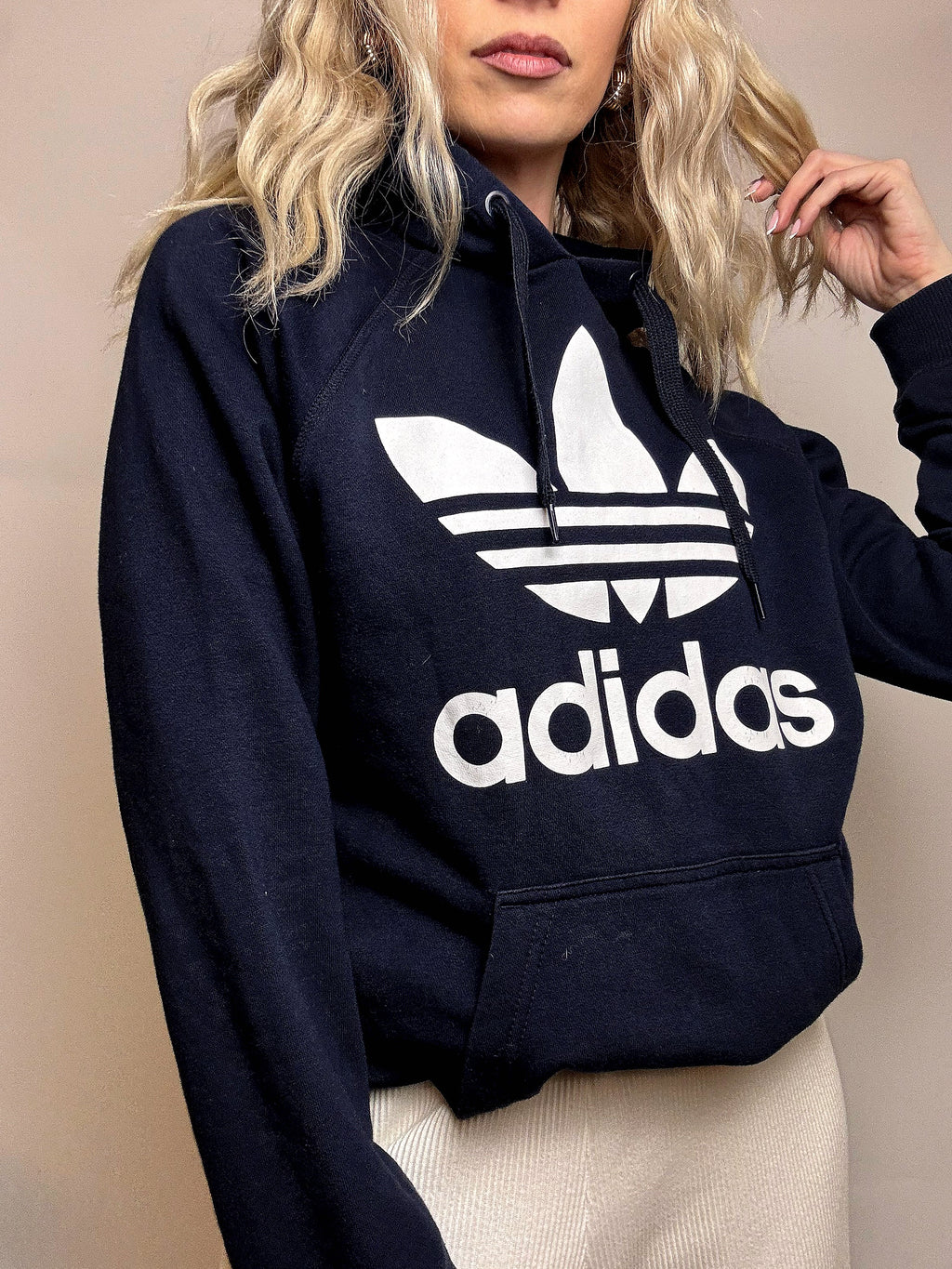ADIDAS XL Vintage Zweifarbiger Hoodie