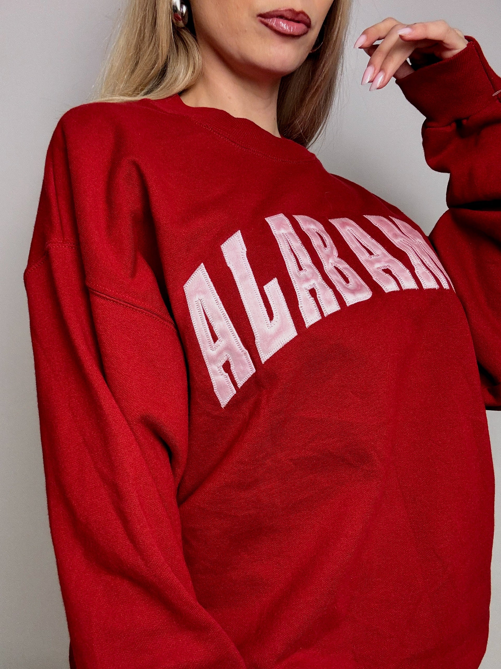 ALABAMA L Vintage rotes Rundhals-Sweatshirt