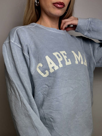 Sweat col rond bleu ciel CAPE MAY M vintage