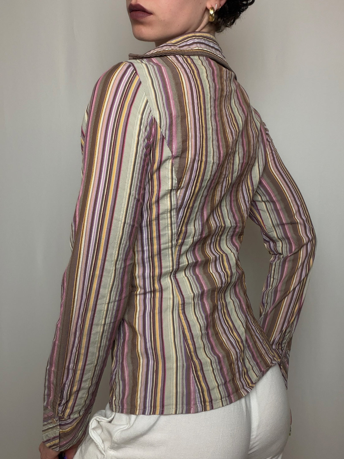 Chemise rayée multicolore M/L vintage