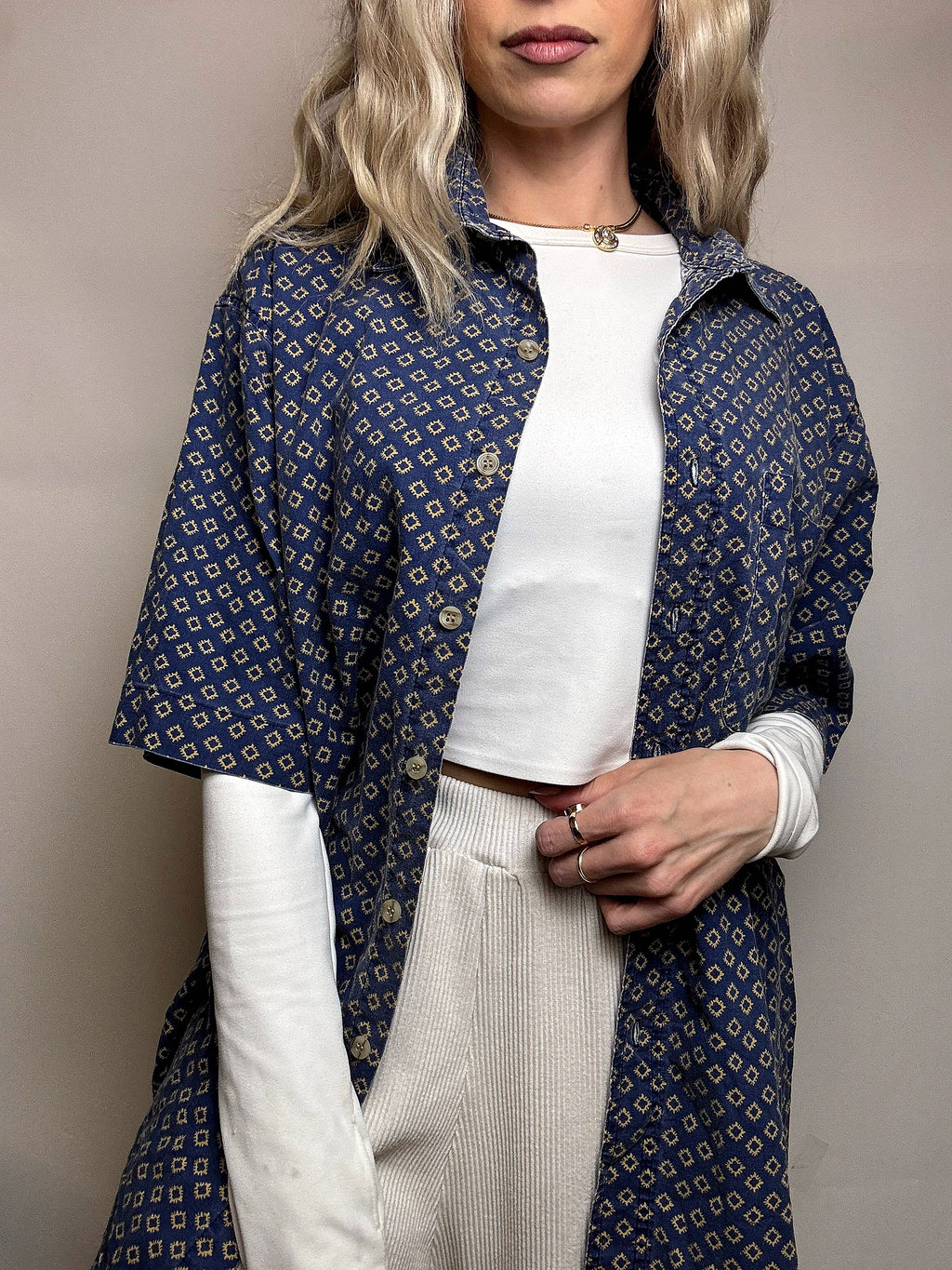 VERTIGO! XL Vintage Abstract Print Cotton Shirt