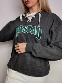 ROSEAU S vintage grey lace-up collar sweatshirt