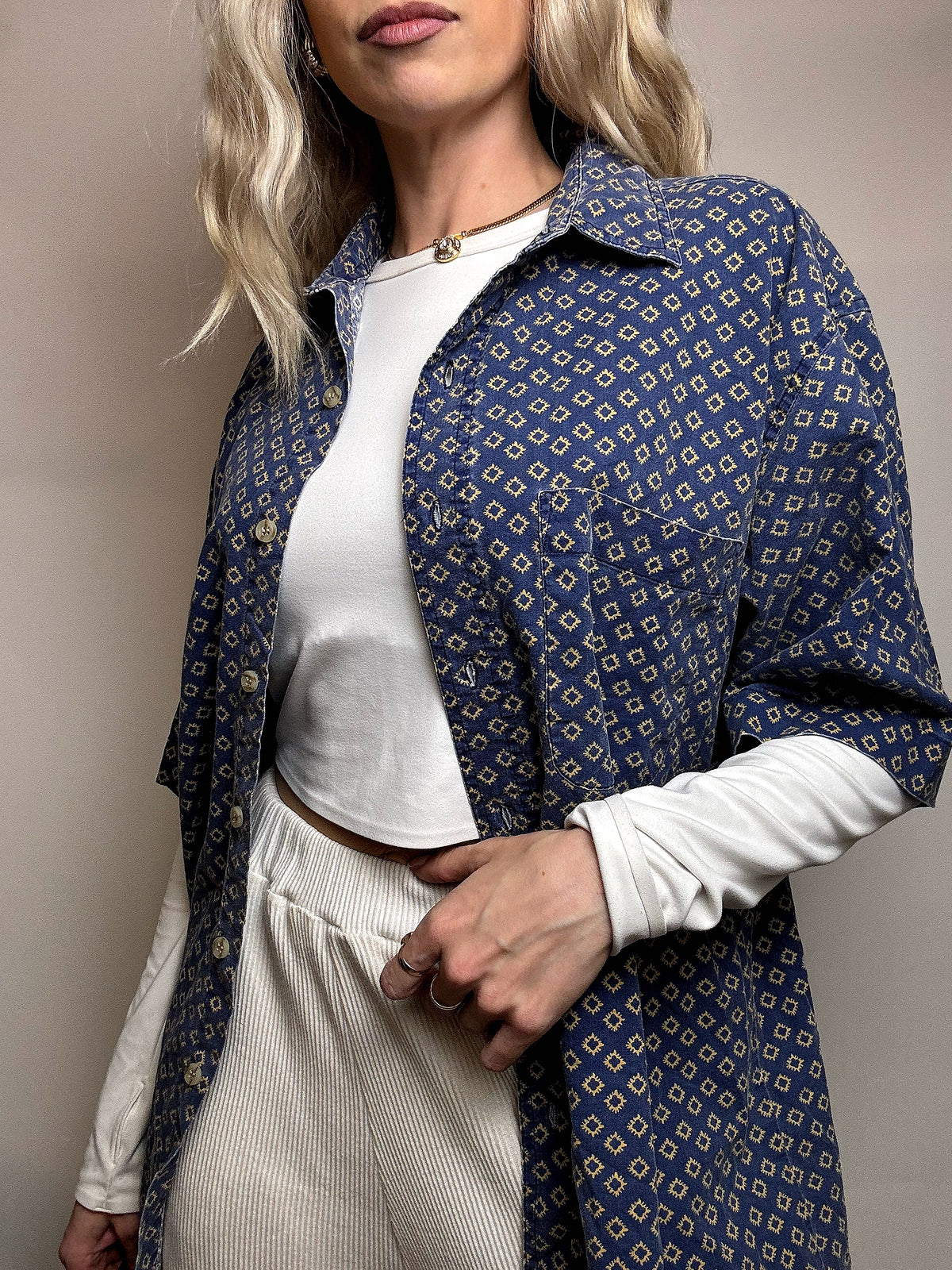 VERTIGO! XL Vintage Abstract Print Cotton Shirt