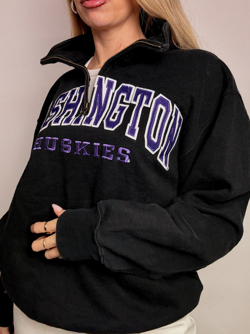 JANSPORT L vintage black zip-neck sweatshirt