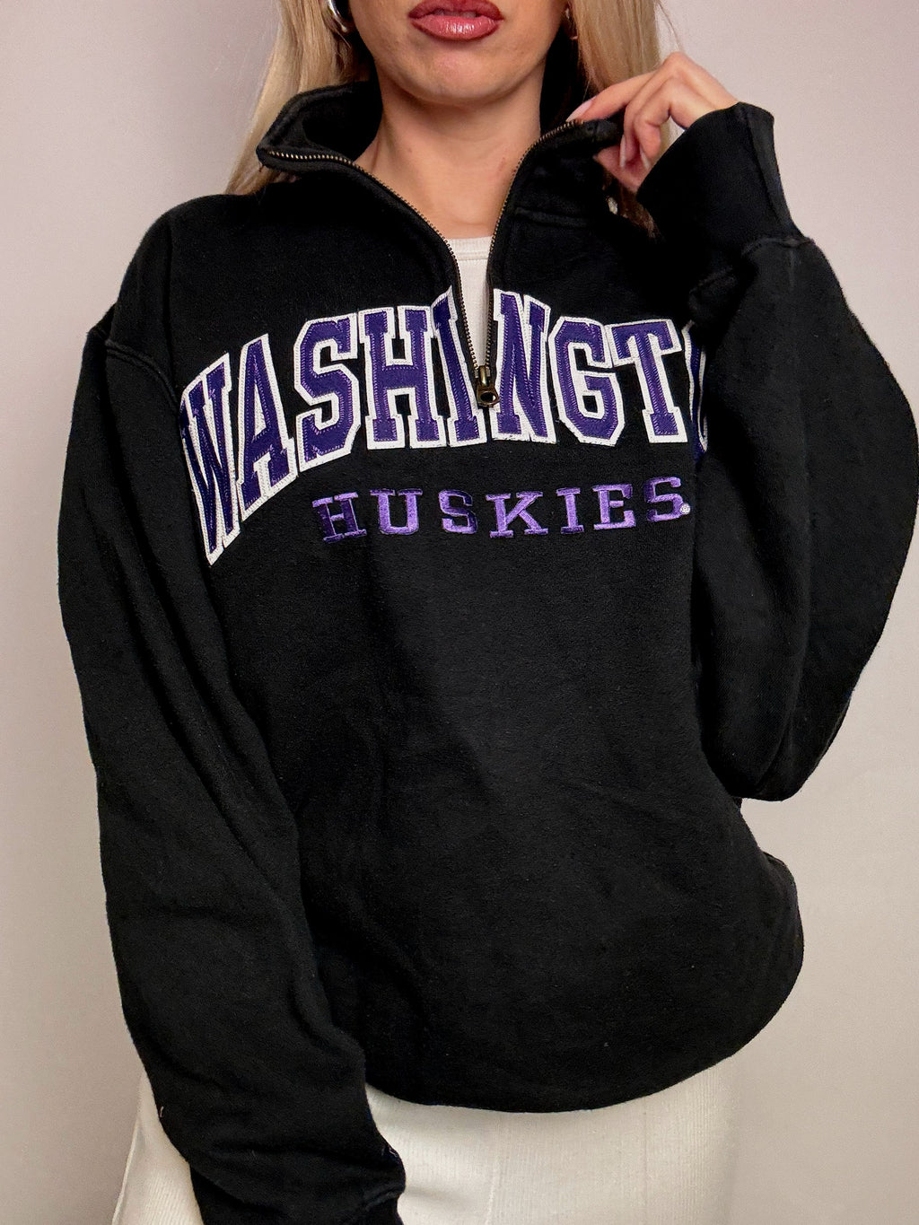 JANSPORT L vintage black zip-neck sweatshirt