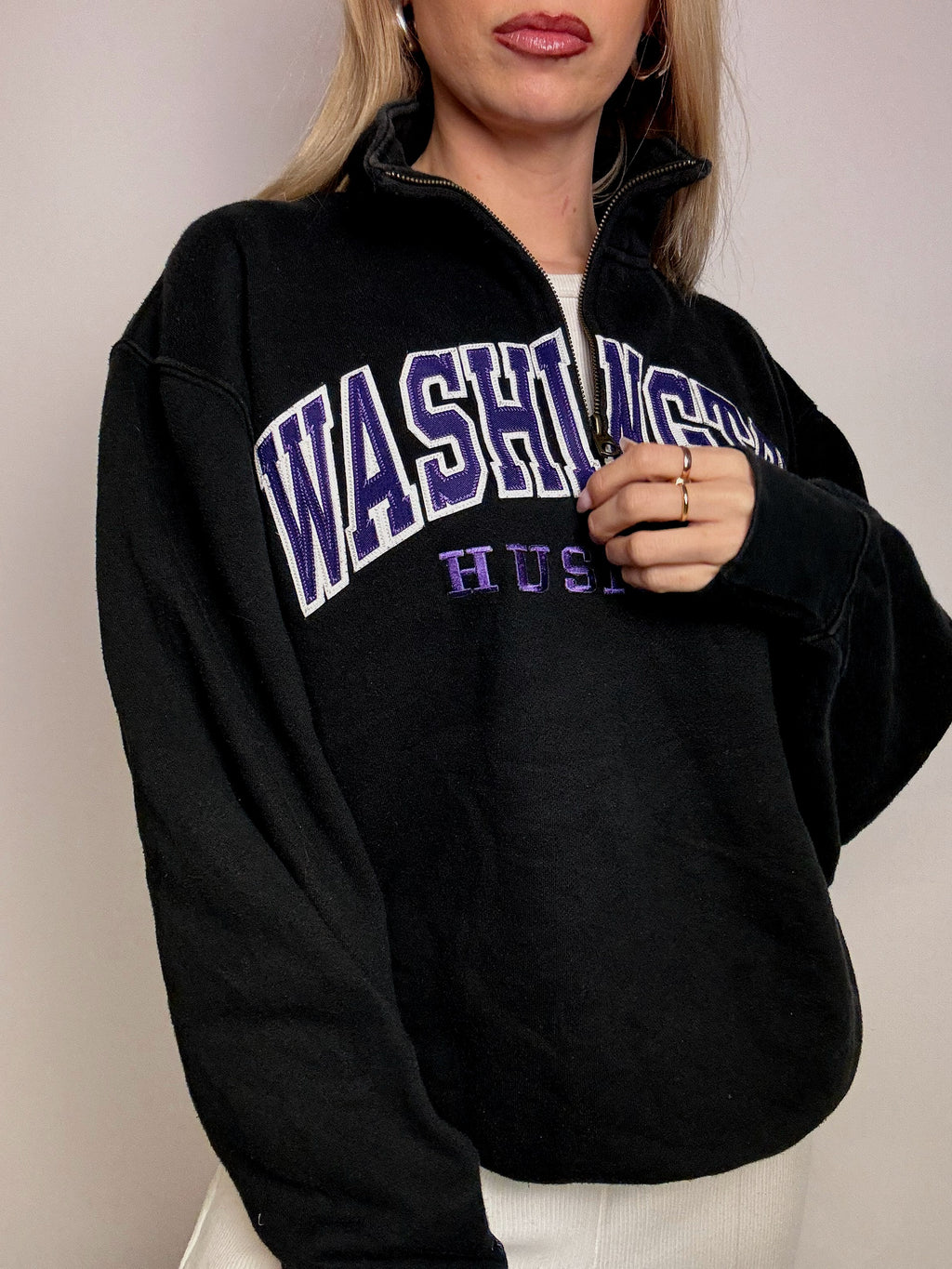 JANSPORT L vintage black zip-neck sweatshirt