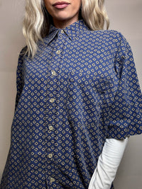 VERTIGO! XL Vintage Abstract Print Cotton Shirt