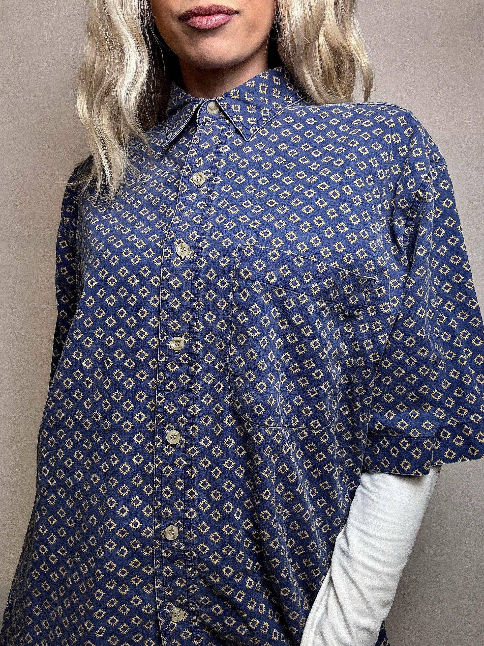 VERTIGO! XL Vintage Abstract Print Cotton Shirt