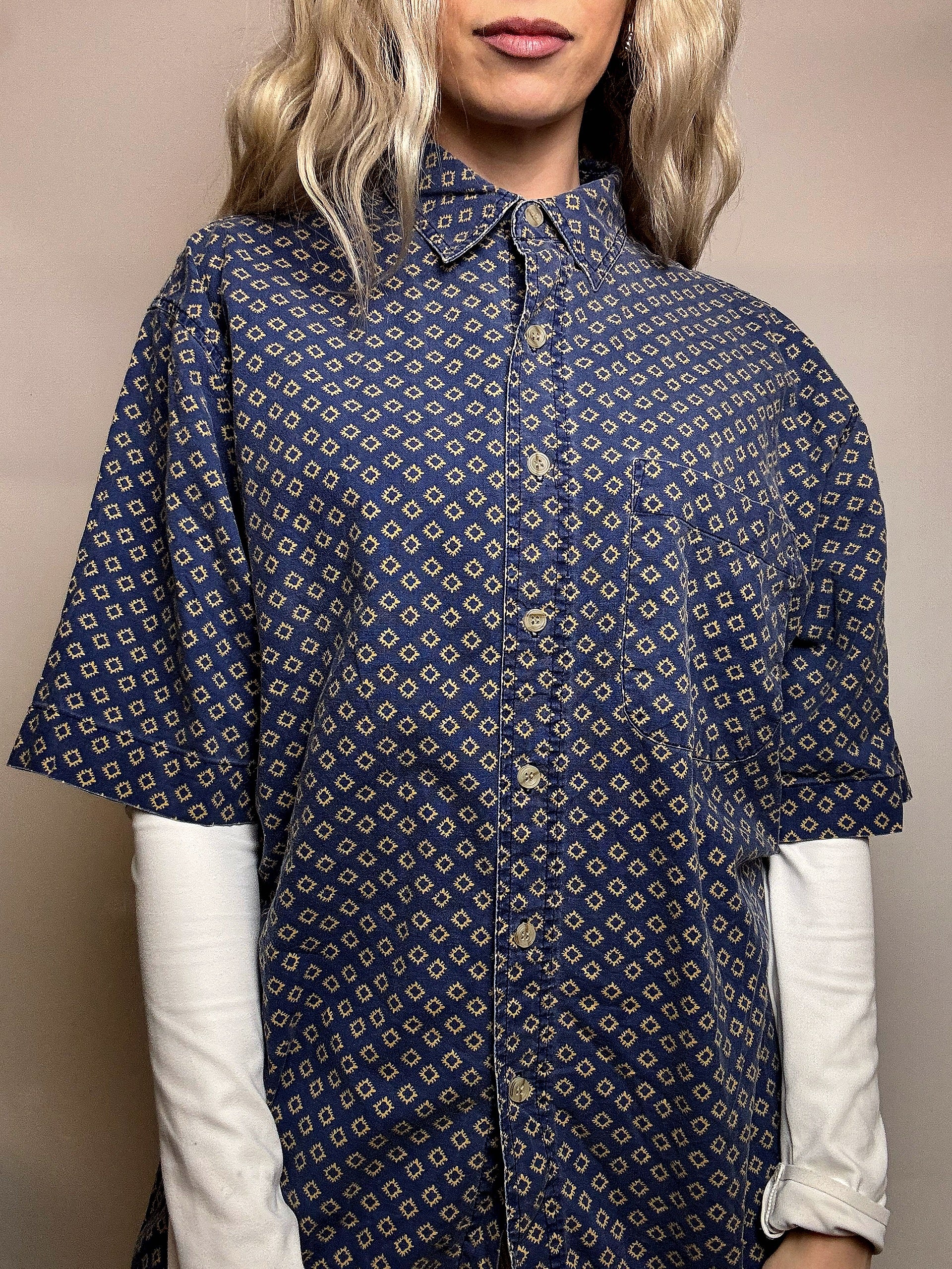 VERTIGO! XL Vintage Abstract Print Cotton Shirt