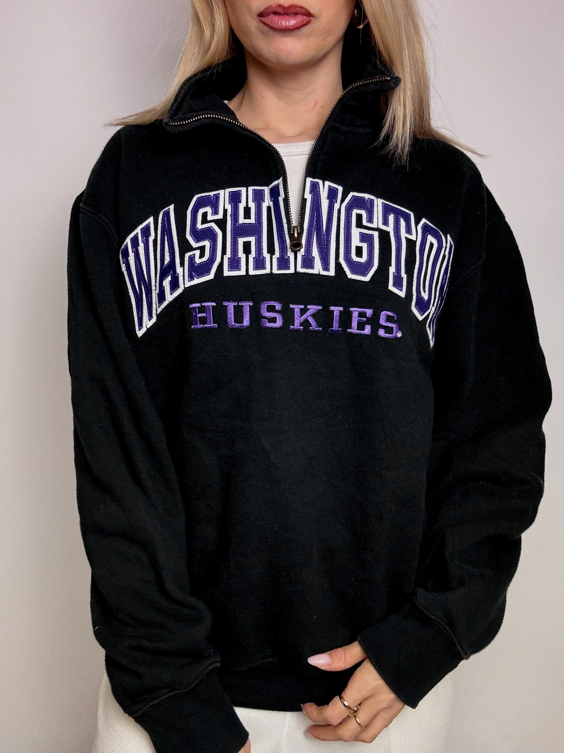 JANSPORT L vintage black zip-neck sweatshirt