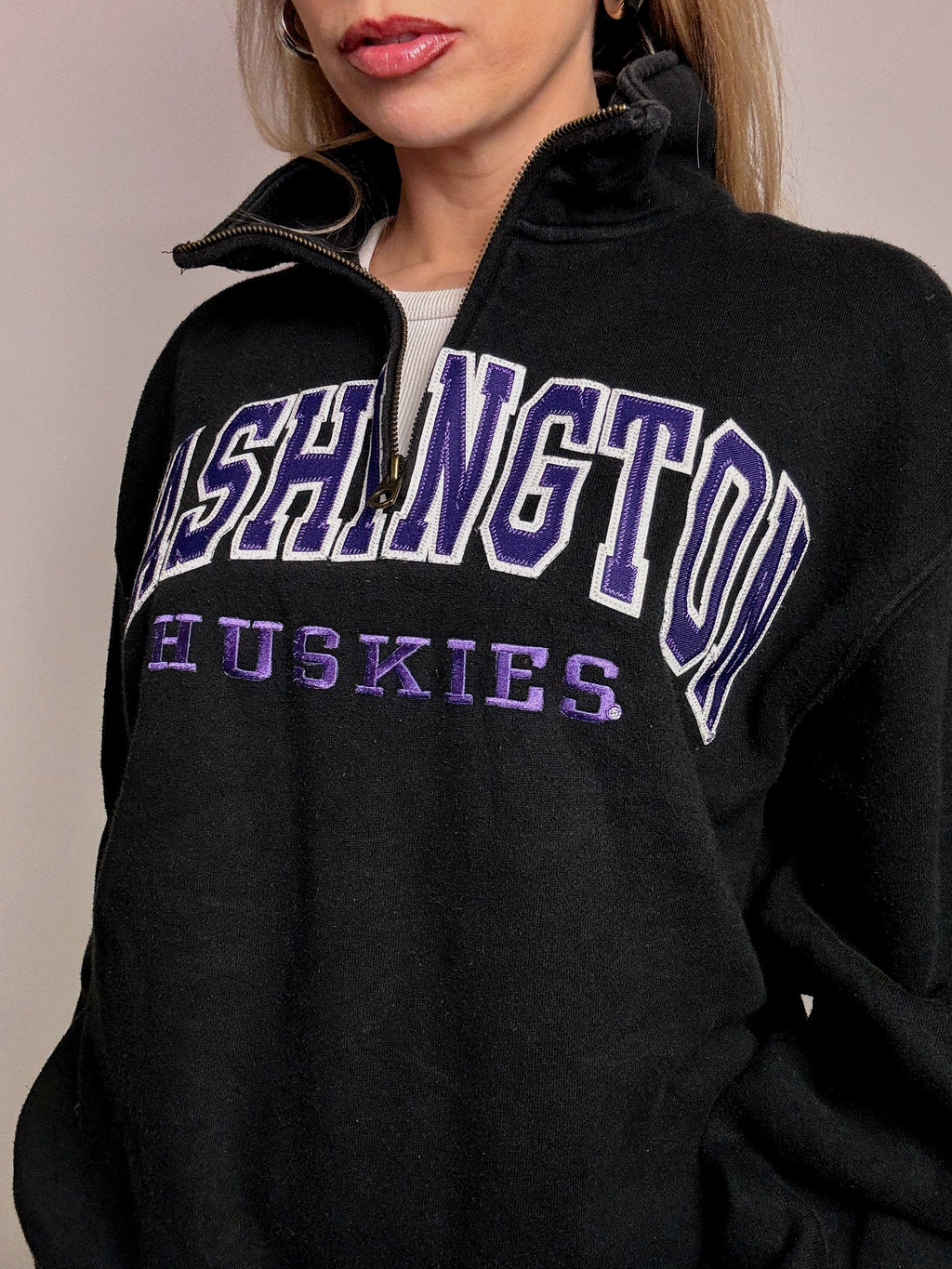 JANSPORT L vintage black zip-neck sweatshirt