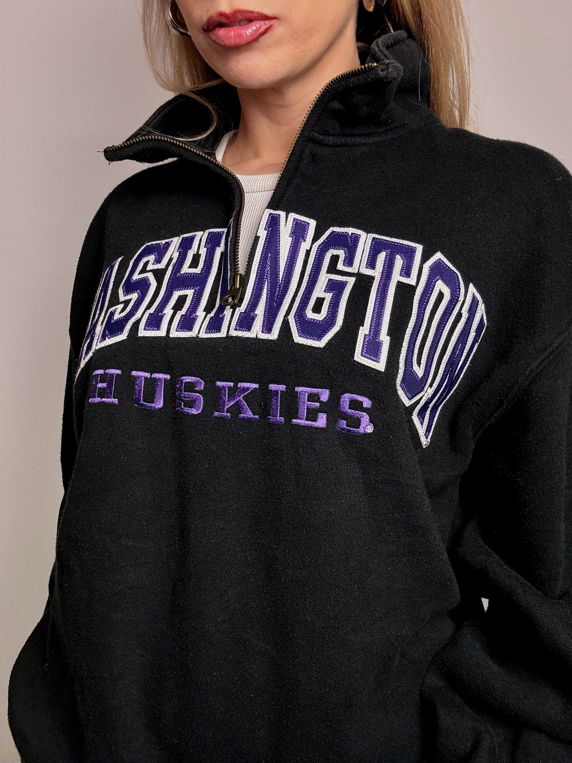 JANSPORT L vintage black zip-neck sweatshirt