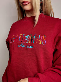 BAHAMAS M/L vintage red crew neck sweatshirt