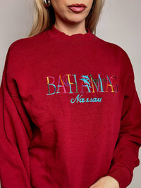 BAHAMAS M/L vintage red crew neck sweatshirt