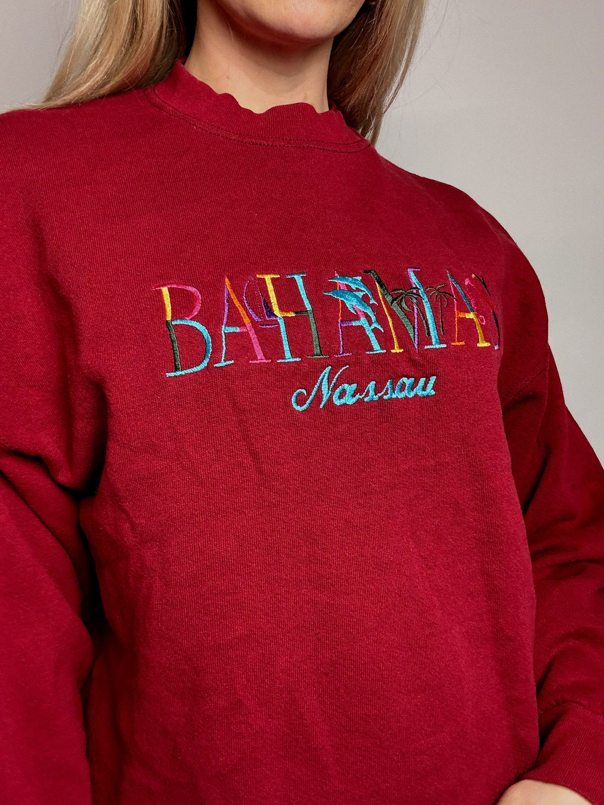 BAHAMAS M/L vintage red crew neck sweatshirt