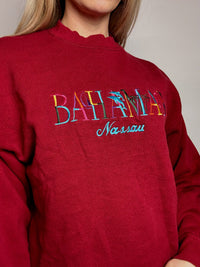 BAHAMAS M/L vintage red crew neck sweatshirt