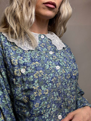 Chemise imprimée blanche S vintage