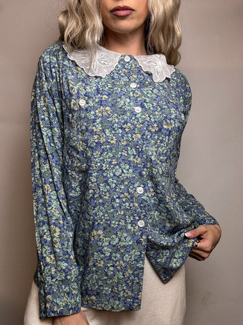 Chemise imprimée blanche S vintage
