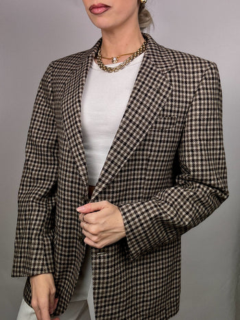 Blazer pied de poule en laine M/L vintage