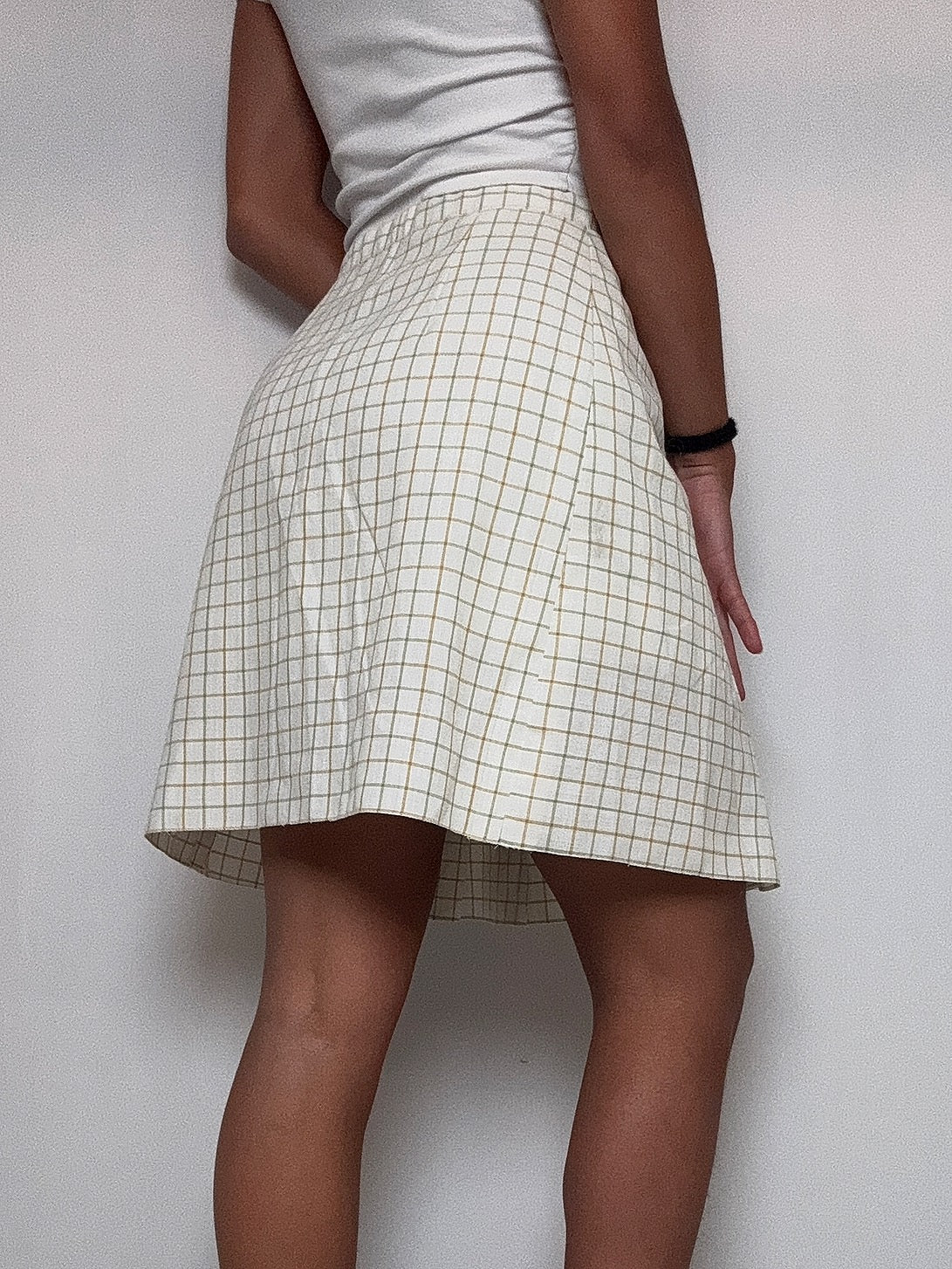 Jupe plissée carreaux jaune M vintage