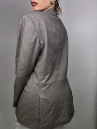Vintage Grey Wool Herringbone Blazer M/L