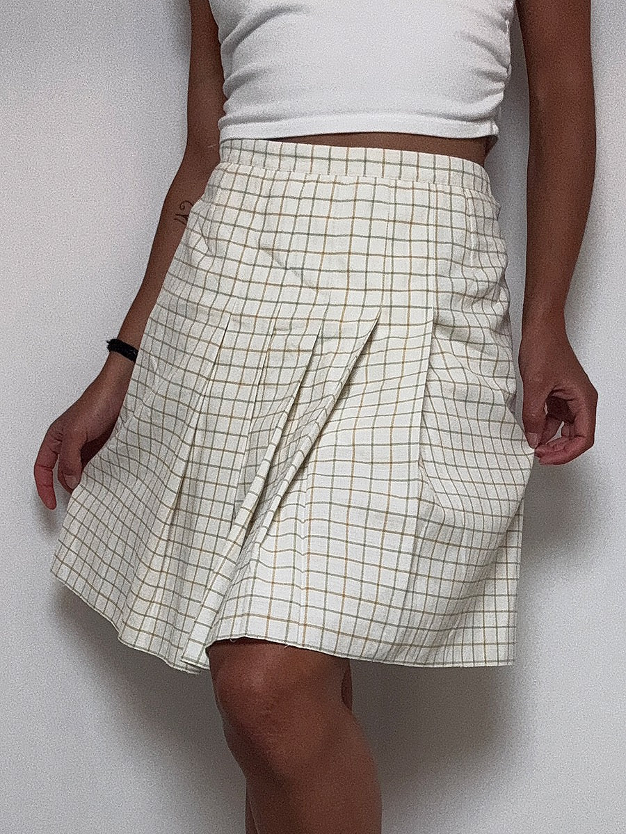 Jupe plissée carreaux jaune M vintage