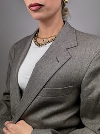 Vintage Grey Wool Herringbone Blazer M/L