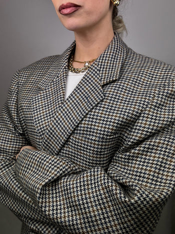 Vintage XL wool houndstooth blazer