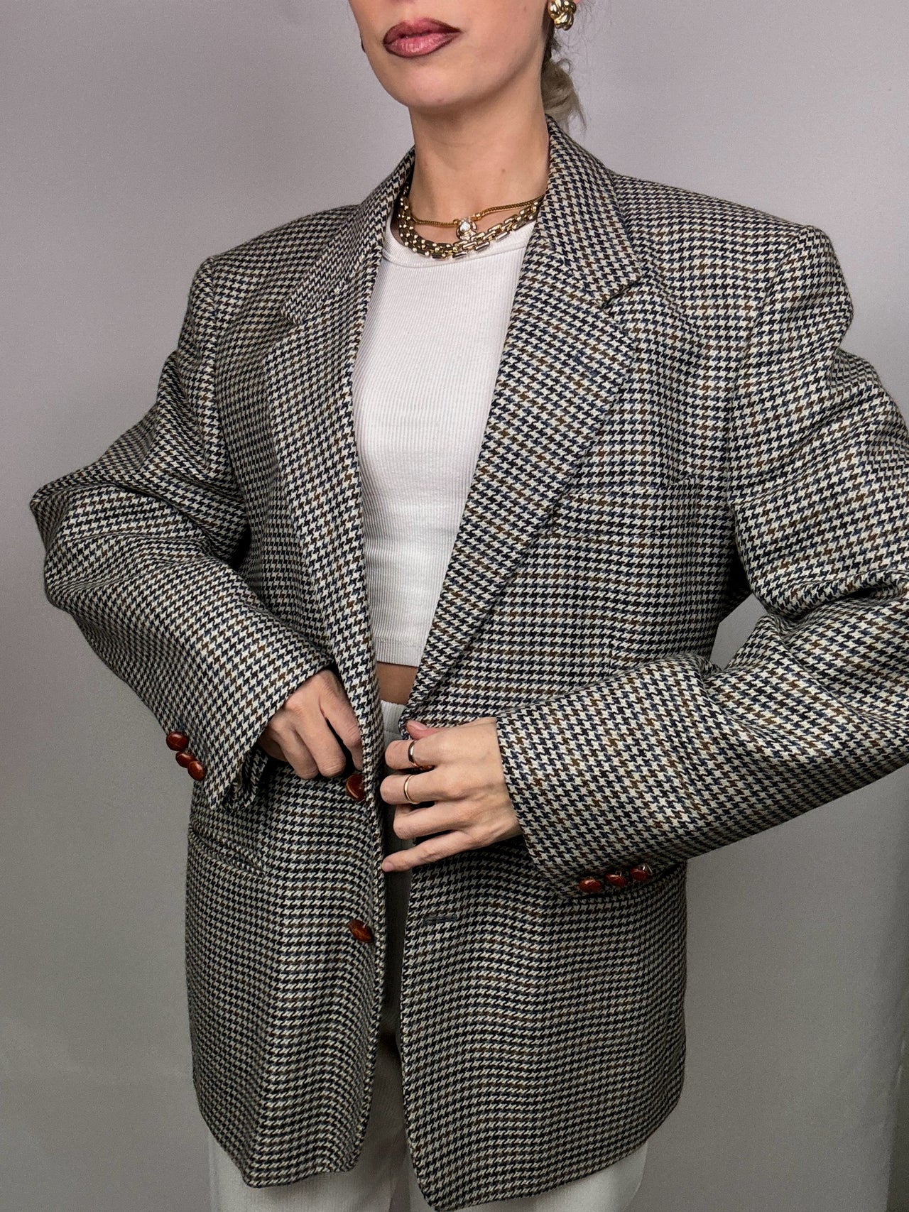 Vintage XL wool houndstooth blazer