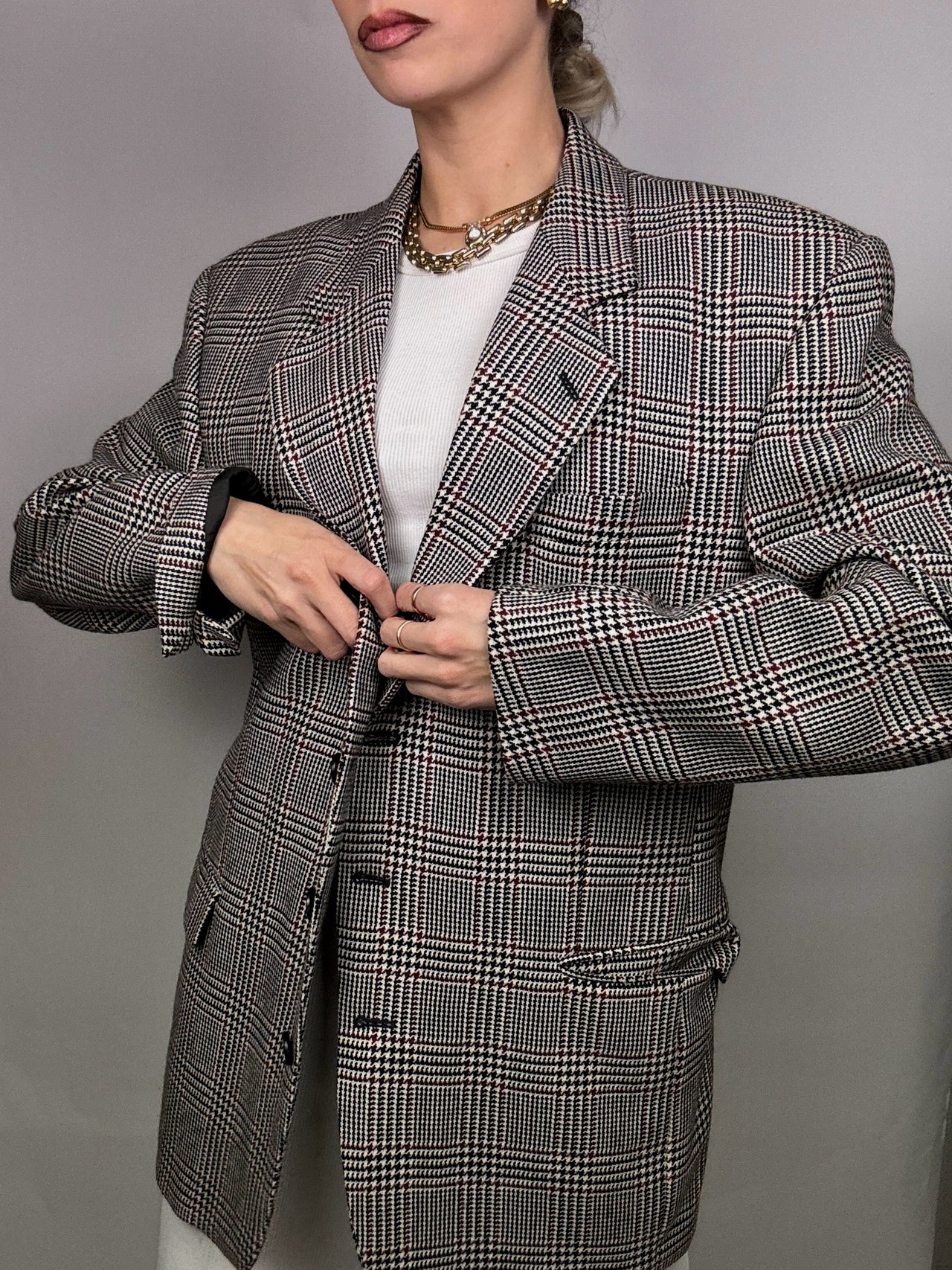 Vintage XL wool plaid blazer