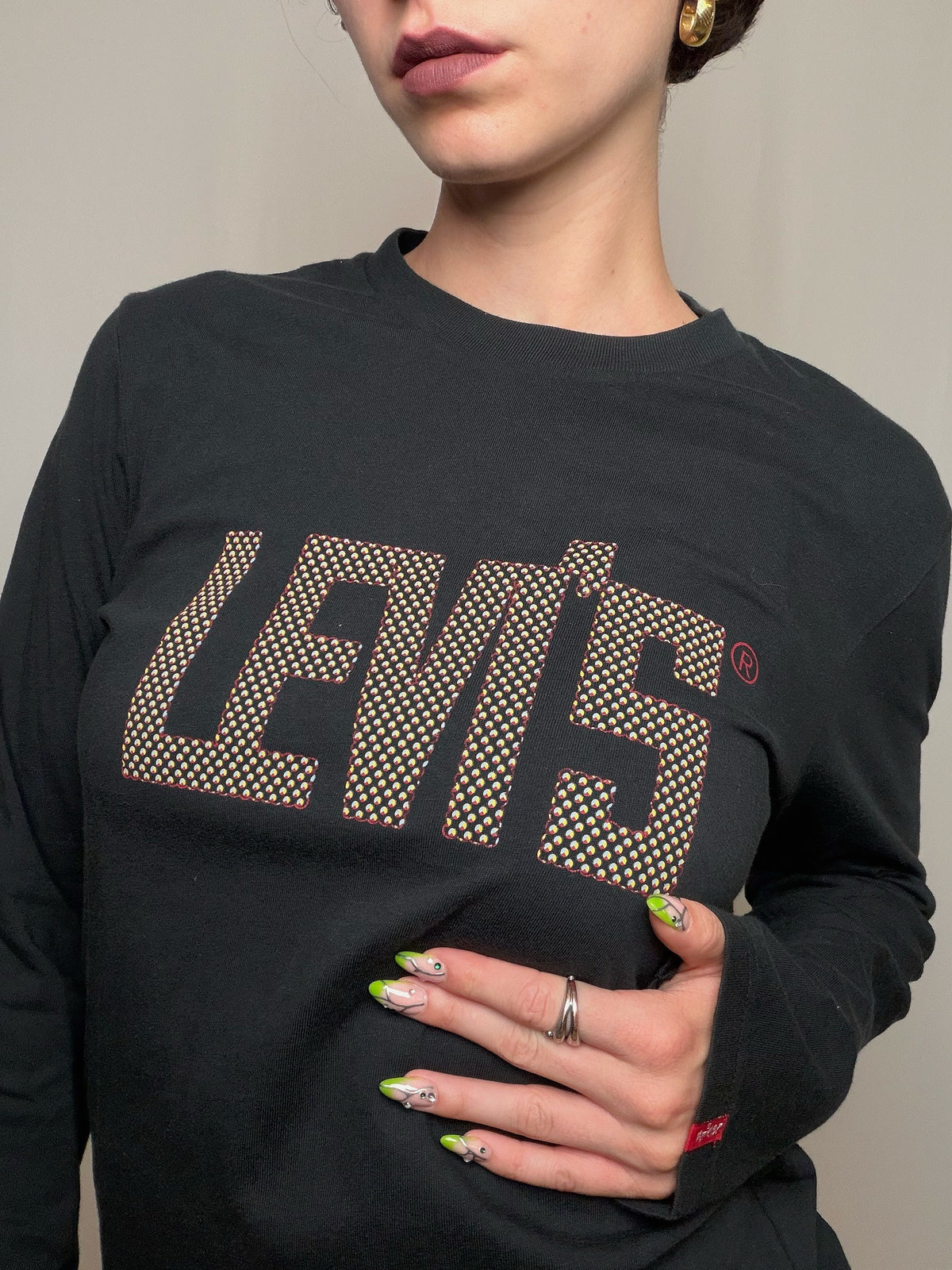 Vintage black leather shoulder bag