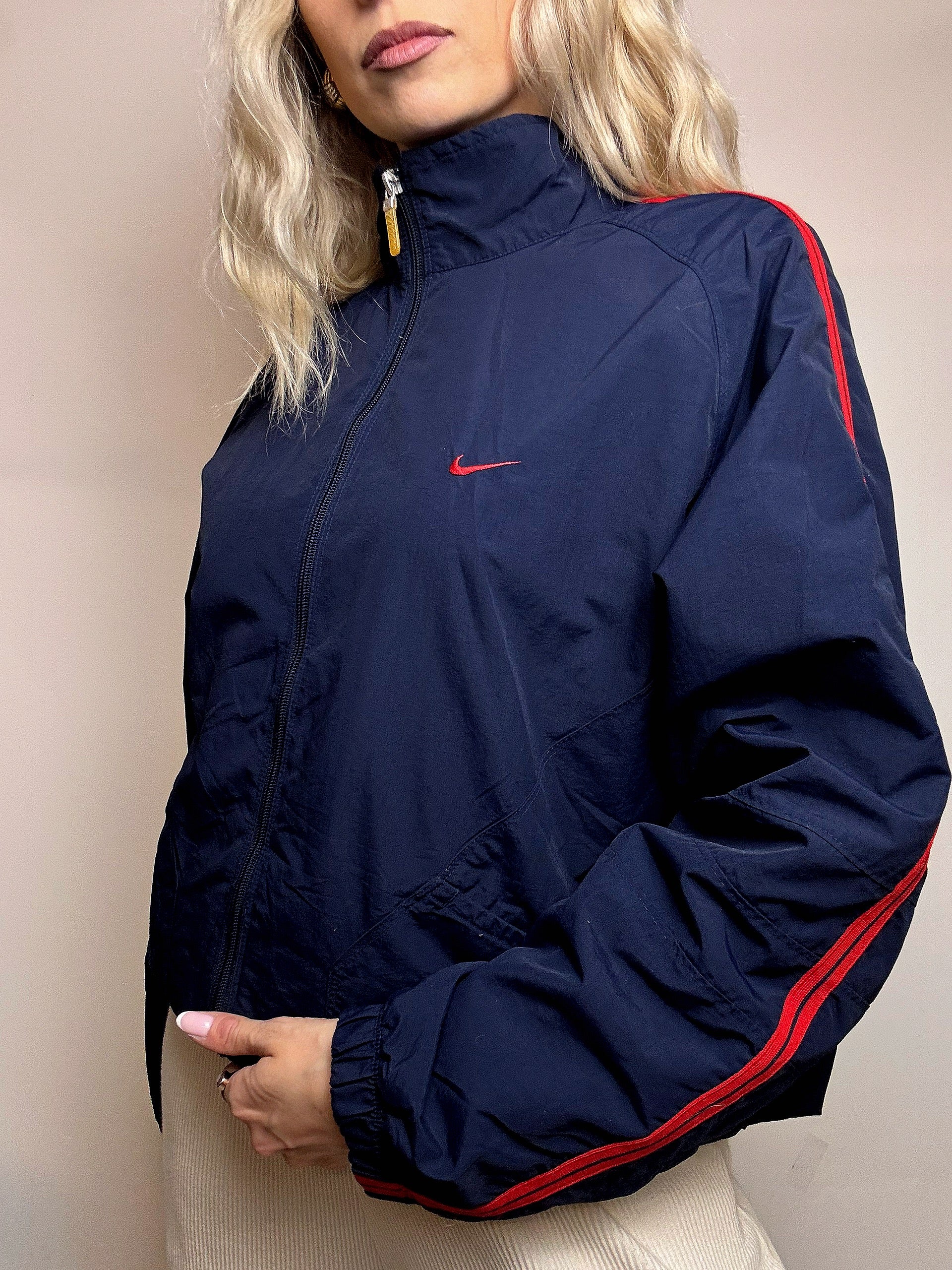 Veste de sport marine et rouge NIKE M vintage