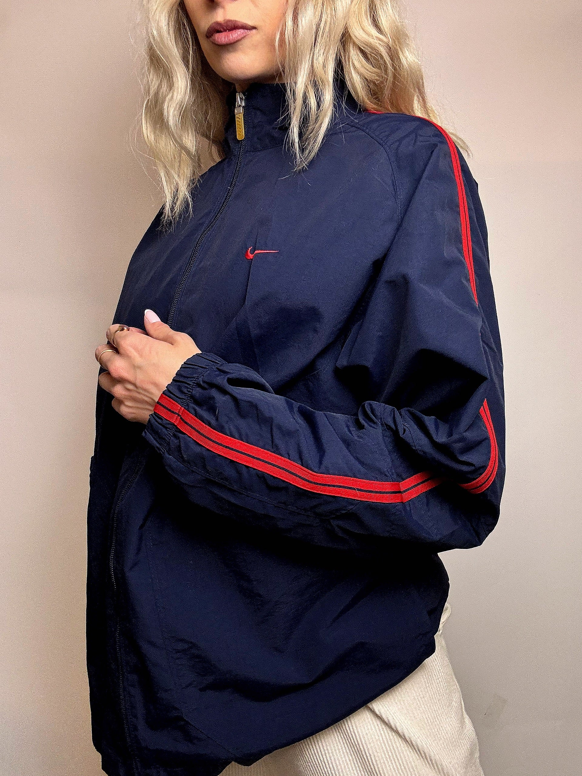 Veste de sport marine et rouge NIKE M vintage