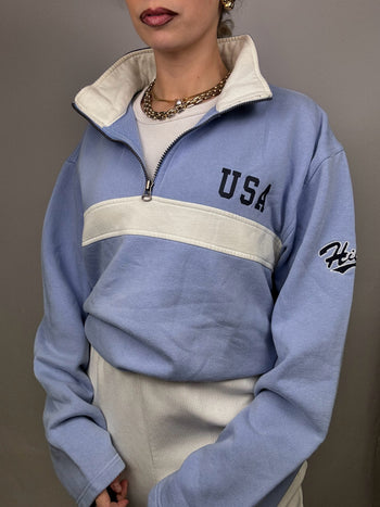 Sweat à zip bleu ciel TOMMY HILFIGER L vintage