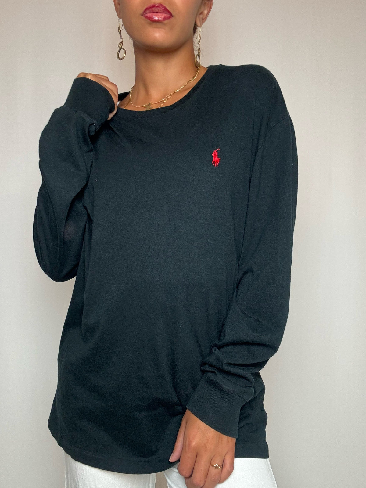 T-shirt manches longues noir Polo RL M vintage