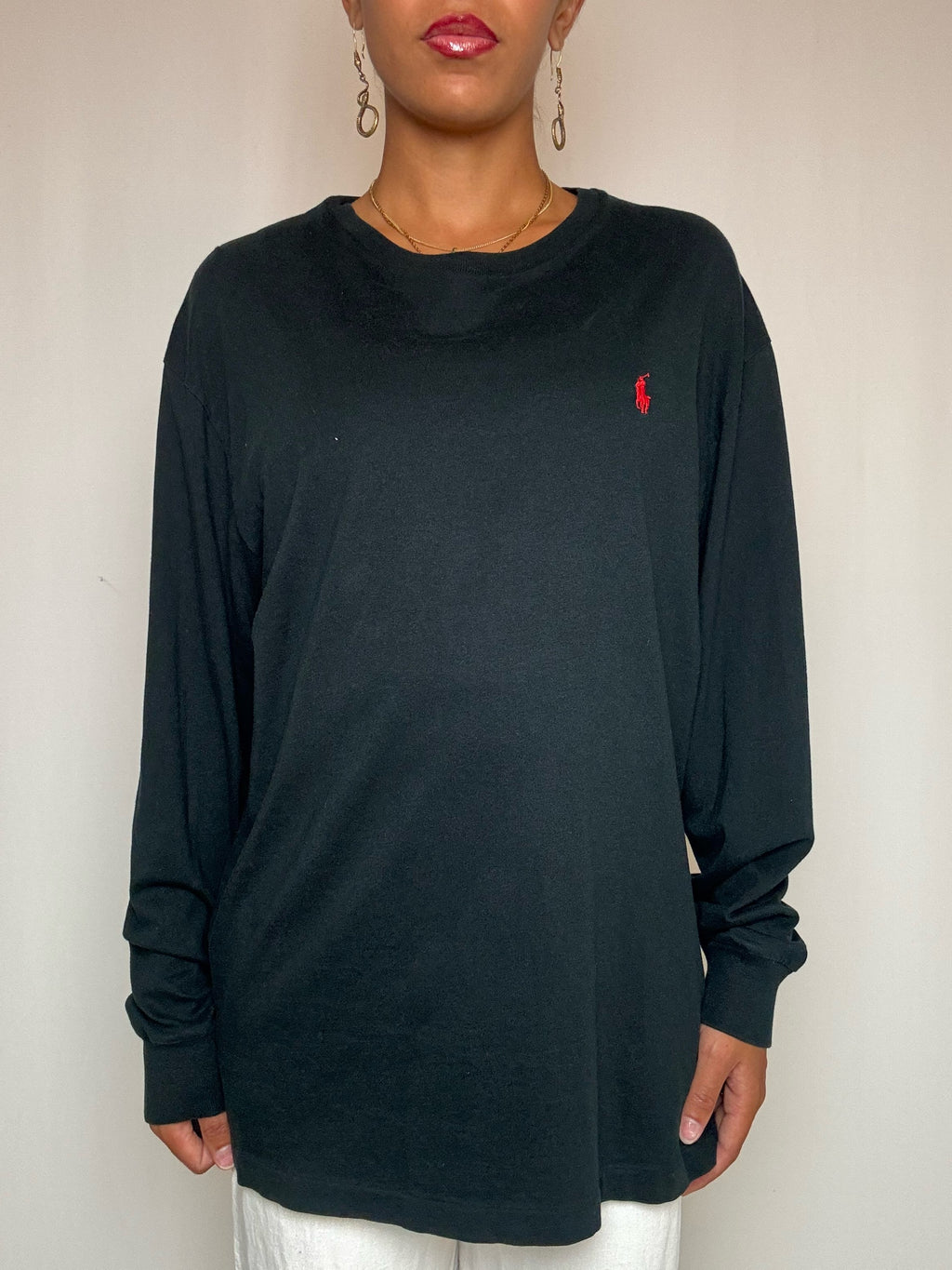T-shirt manches longues noir Polo RL M vintage