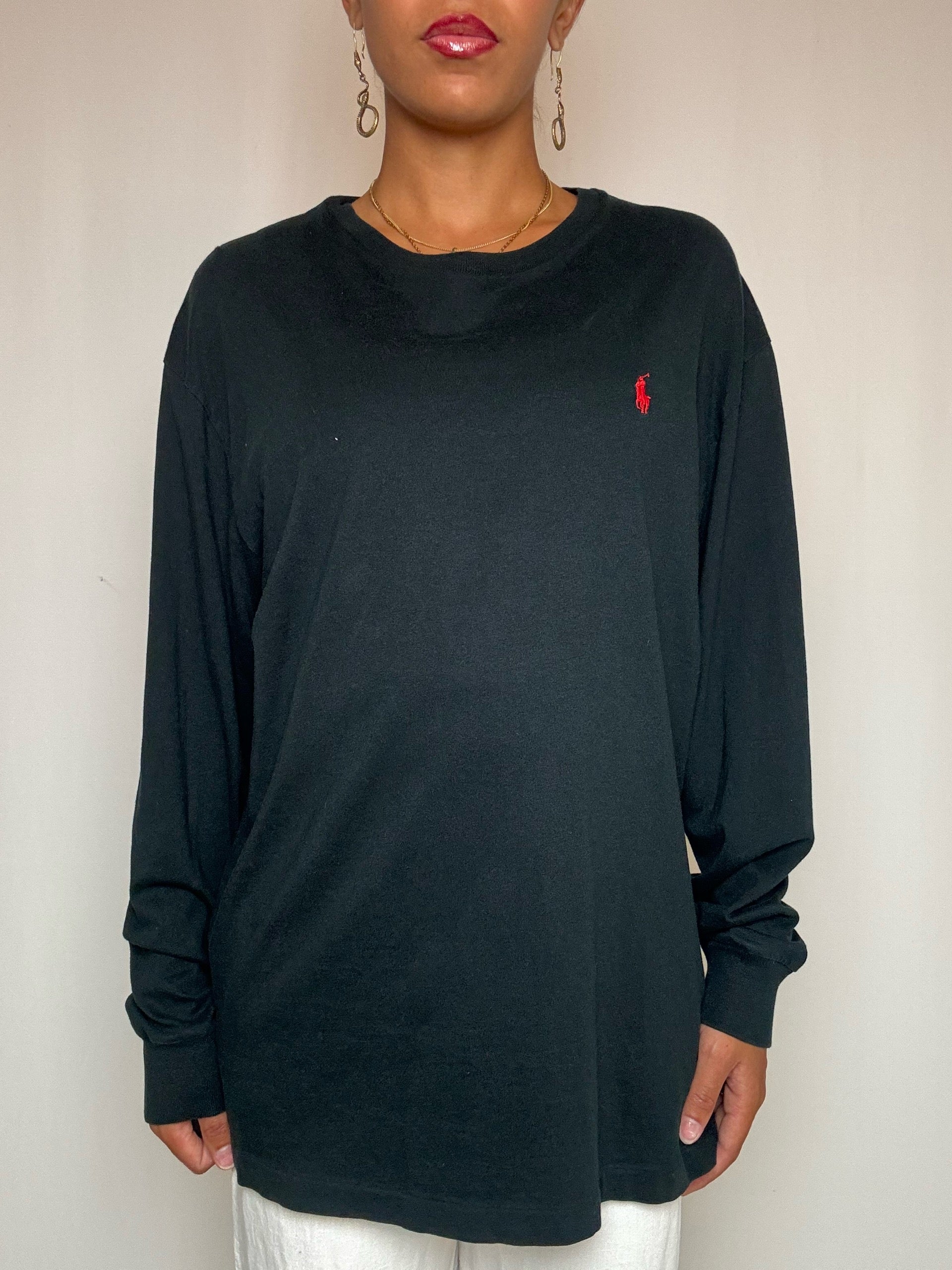 T-shirt manches longues noir Polo RL M vintage