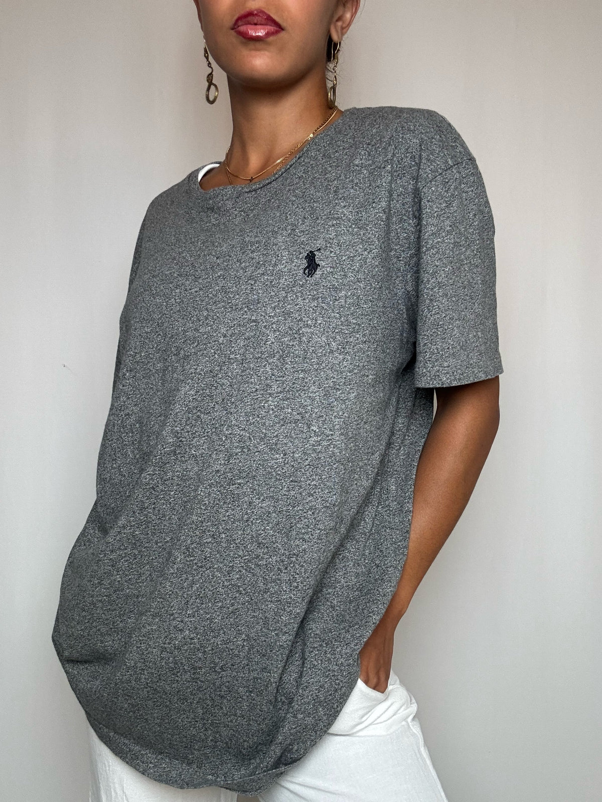 T-shirt gris chiné Polo Ralph Lauren L vintage
