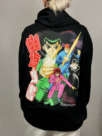 Sweat à capuche noir YU YU HAKUSHO L vintage