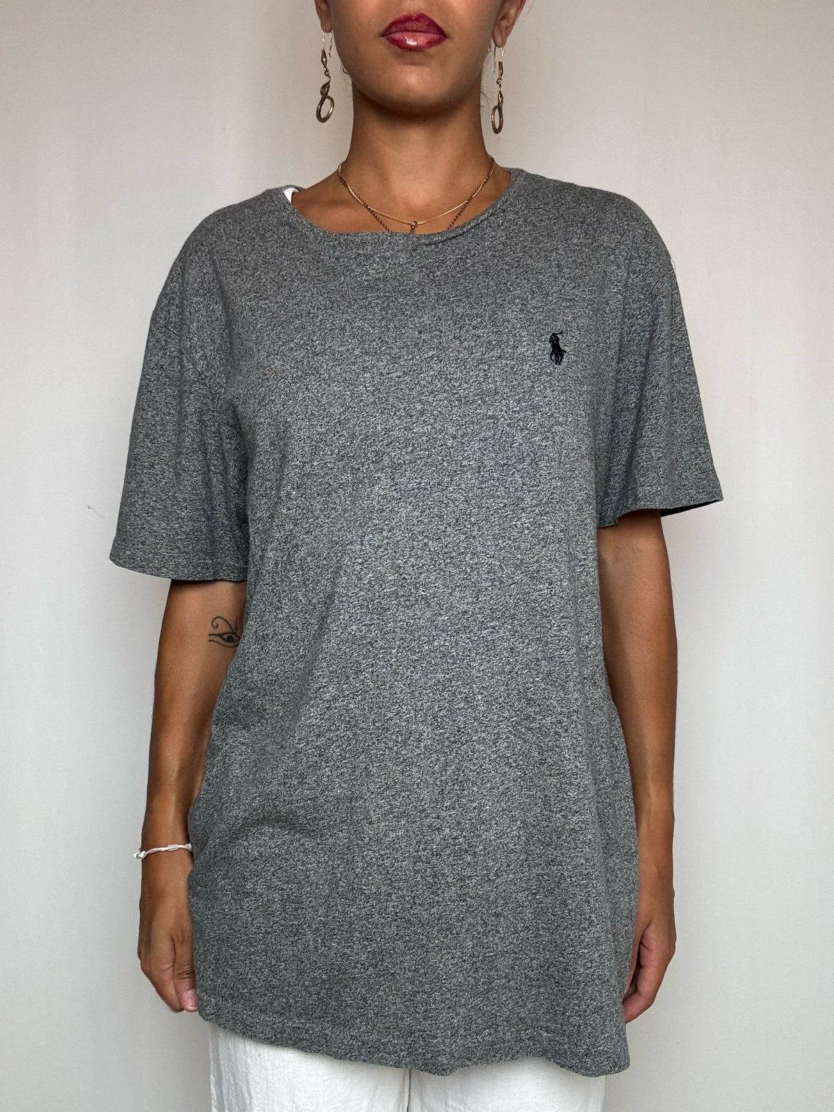 T-shirt gris chiné Polo Ralph Lauren L vintage
